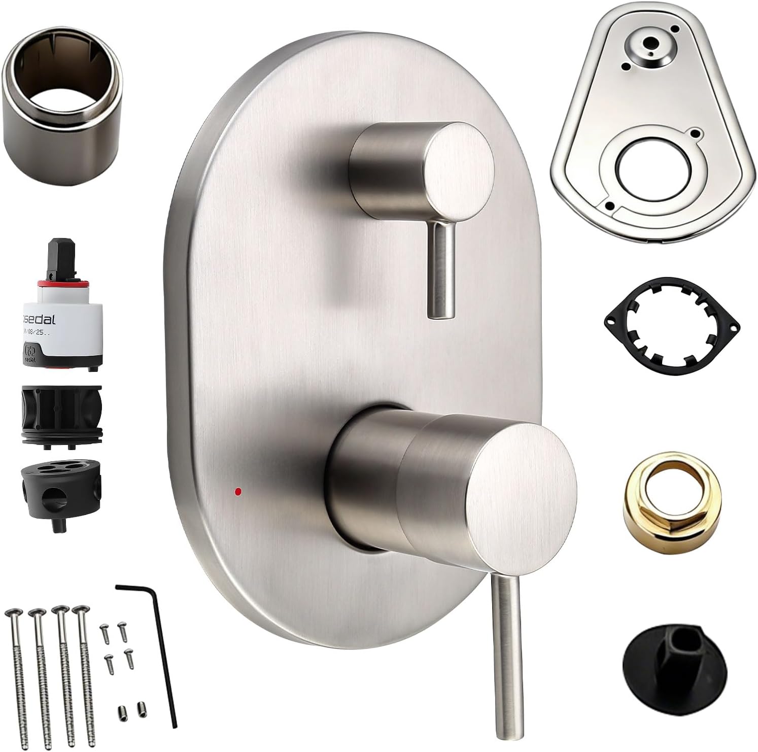 UT3290BN Brushed Nickel Shower Valve Trim Kit Compatible with Moen Align M-CORE 3-Series 2-Handle Shower Faucet Trim Includes 1213 Cartridge for Moen U232 U362 M-CORE Mixing Valve, Valve Require