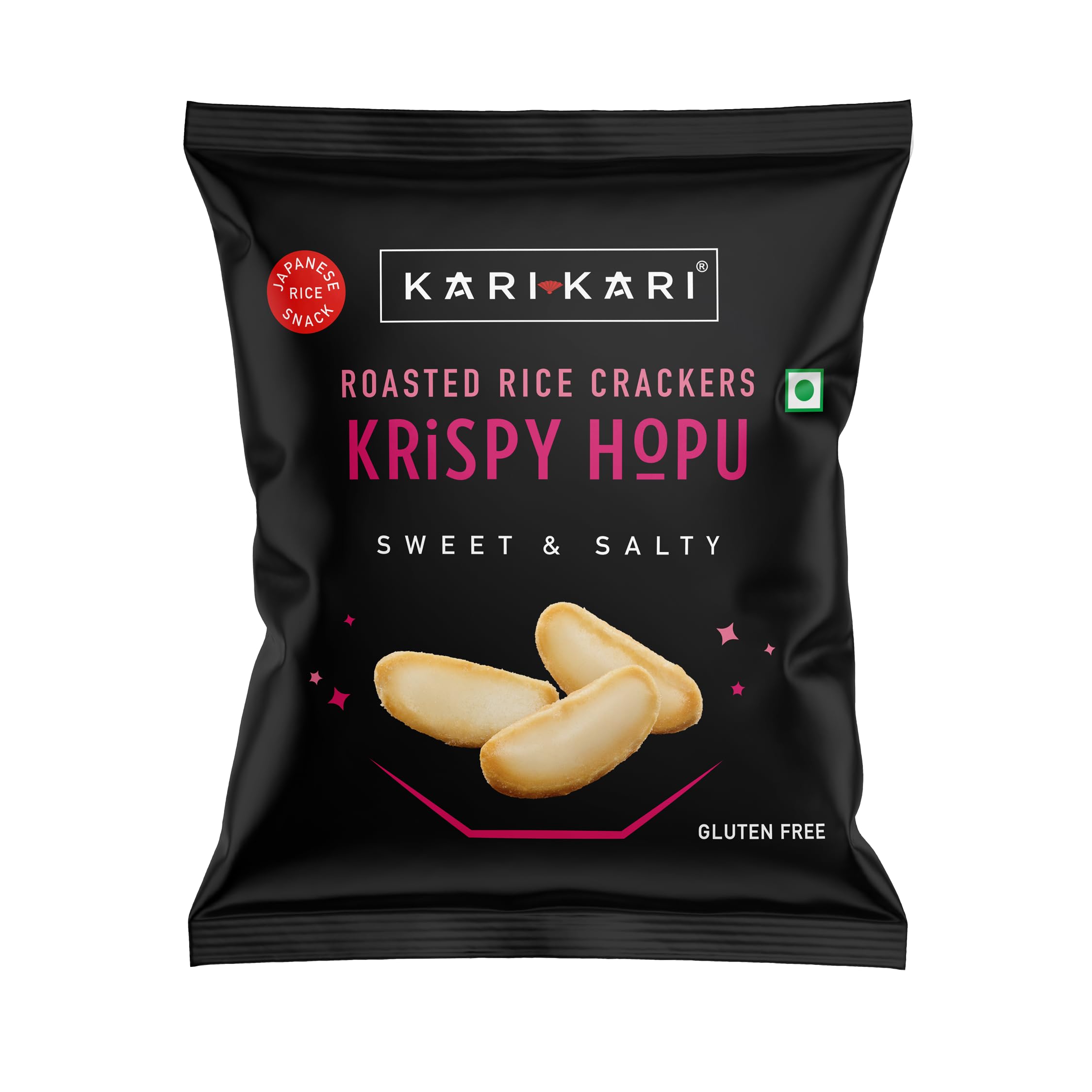 Kari Kari Krispy Hopu Rice Cracker | Sweet and Salty Flavour | Crispy Japanese Snack | Roasted, Non-fried, Gluten-Free | Healthy Snacks | 100% Vegetarian | 7 PM Snack (15g x Pack of 1)