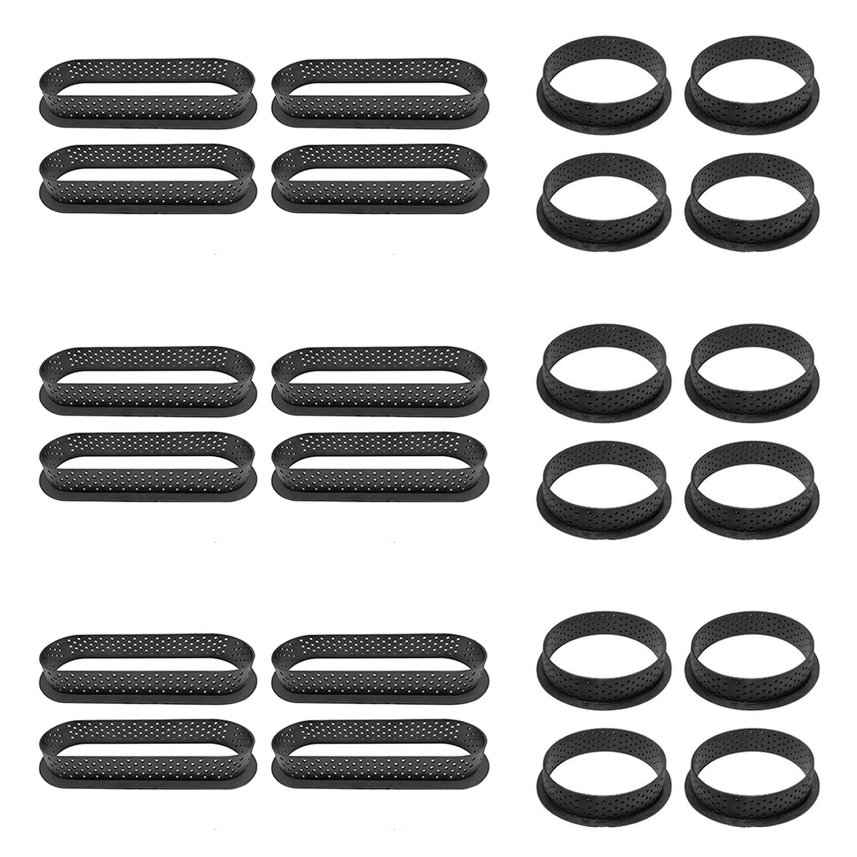 Hndhbfgrt 24 Pcs Round & Oval Tart Rings Heat- Perforated Cake Mousse Ring Non Stick Bakeware Mini Cake Mold Cake Rings