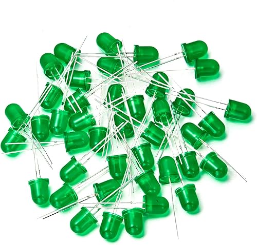 Miniatura 5 de Chanzon 50 unids 0.315 in diodo LED difundido verde luces (lente de color esmerilado redondo DC 3V 20mA) Iluminación bombillas lámparas electrónica