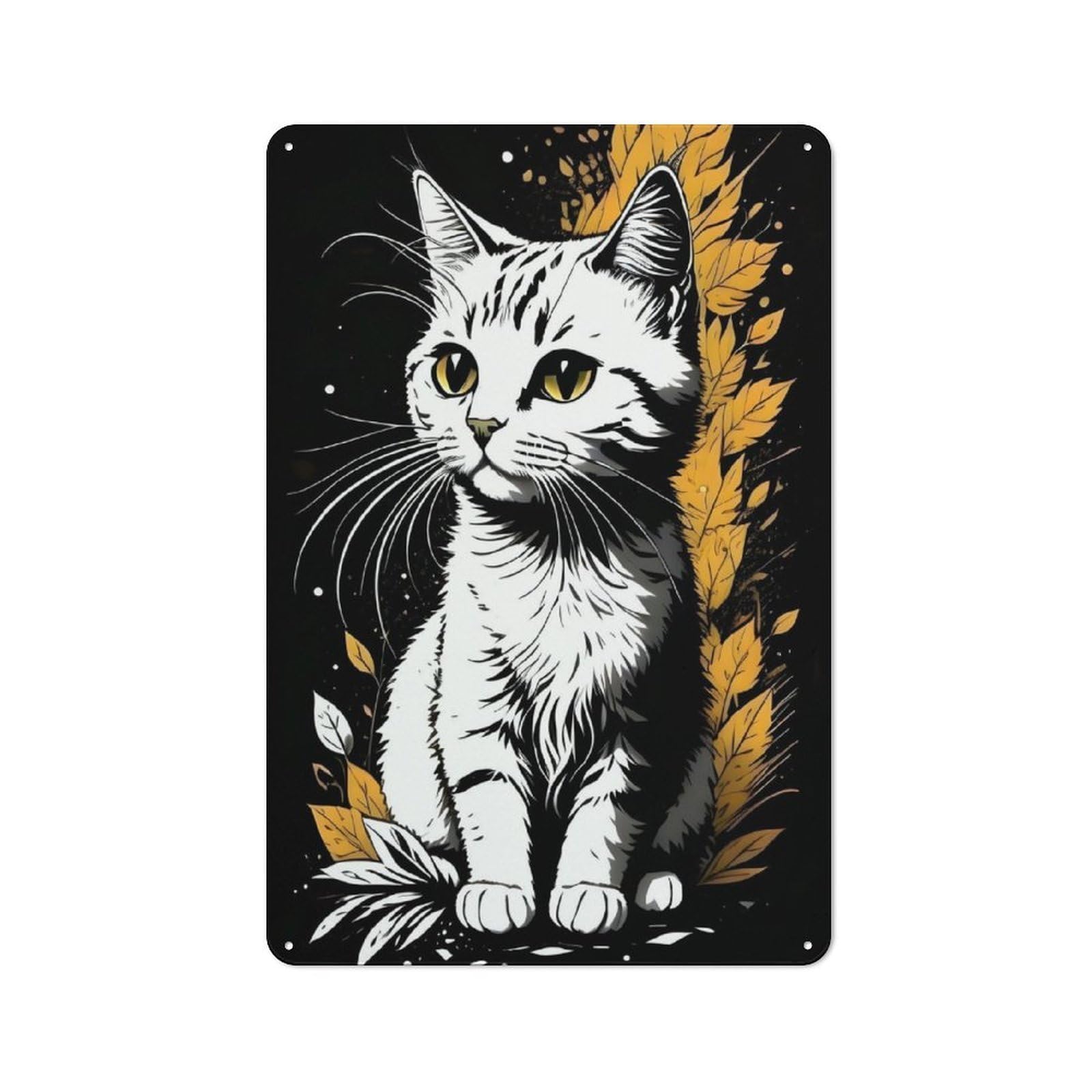 Junmoney Cute Cate Tin Sign 30X20cm With For Living Room Wall, Rustic Decor, For Living Room Decor Lovers