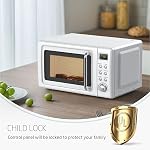 Retro Microwave Oven, SIMOE Small Countertop Microwave 0.7 cu. ft. 700W with 8 Preset Cooking Options (White)