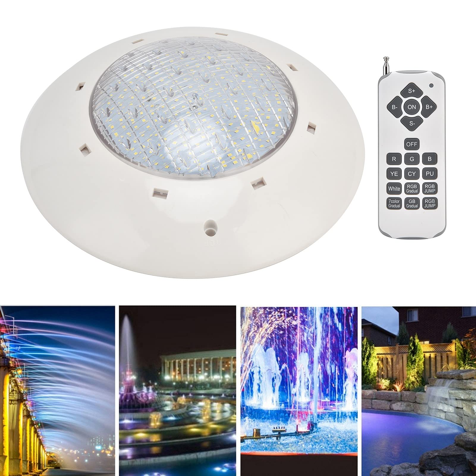 Cuifati 12V AC Inground Pool LED-Leuchten mit Fernbedienung, RGB Bunte Tauchbare Poolleuchte IP68 Wasserdicht, Batteriebetriebene Unterwasserbeleuchtung für Teiche, Partys, Aquarien, Einfach (25W)