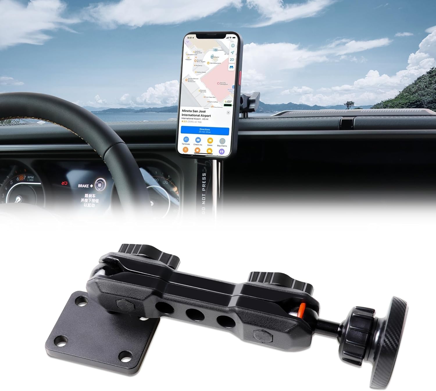 2024 2025 JL Magnetic Phone Holder for Jeep Wrangler – Dash Cell Phone Mount Dashboard Phone Holder Mount for 2024+ Jeep Wrangler JL Accessories,1 Pack,Black,(NOT for 1945-2023 Wrangler)