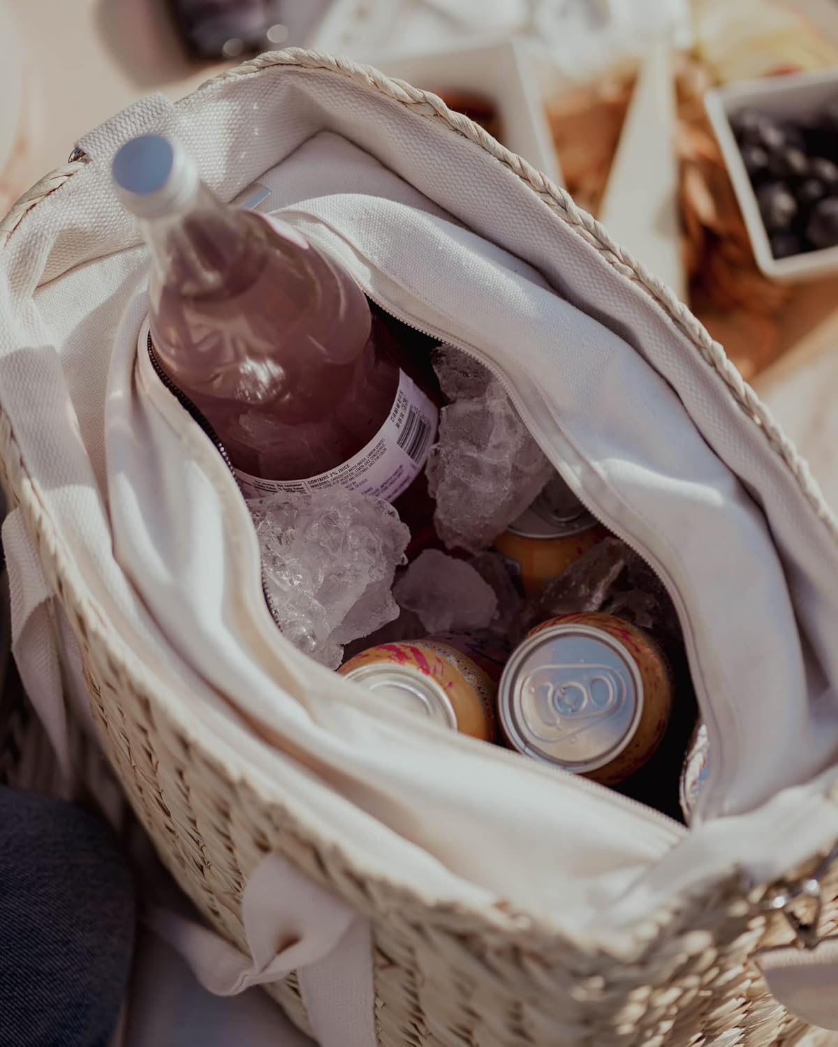 Insulated Beach Cooler Bag, Leak Proof, Premium Quality Corn Husk, Beach Bag, Pool Bag, Tote Bag, Straw, Rattan, Gifts for Women, Picnic Basket, Wedding Gifts, Lunch - Image 4