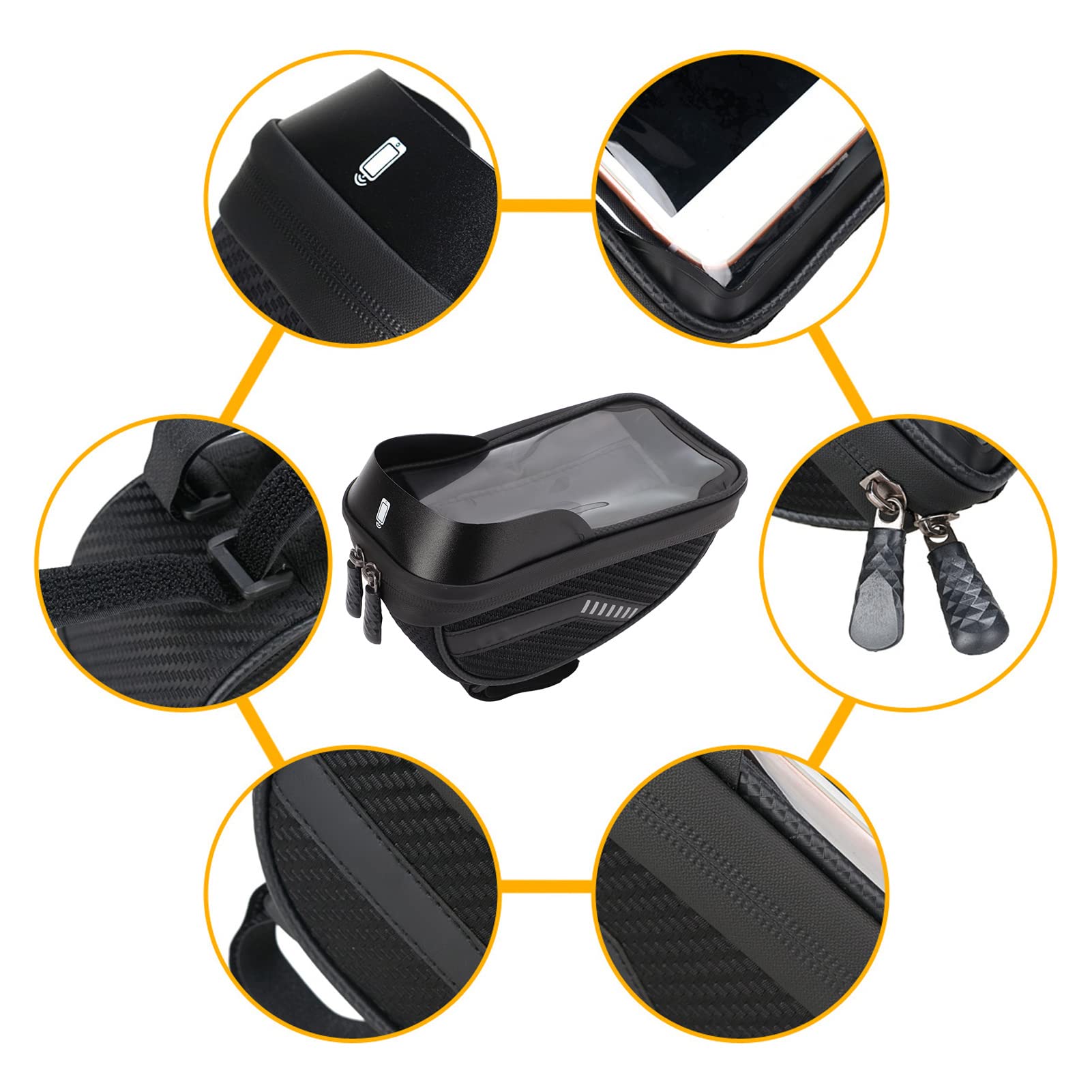 Borsa per telaio bici, Supporto per telefono per bicicletta, XPhonew Ciclismo Anteriore Tubo superiore Supporto manubrio