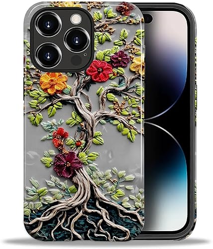 Miniatura 68 de Funda para iPhone 11, carcasa dura a prueba de golpes + silicona suave 2 en 1 híbrida, parachoques a prueba de caídas - Vidrio manchado con flores