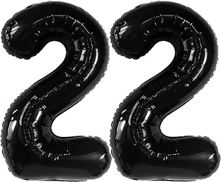 Giant, 22 Balloon Number Black - 40 Inch, 22 Number Balloons | Black 22 Balloons for 22 Birthday Decorations for Men | Number 22 Balloons | 22 Birthday Balloons for 22 Birthday Decorations for Women
