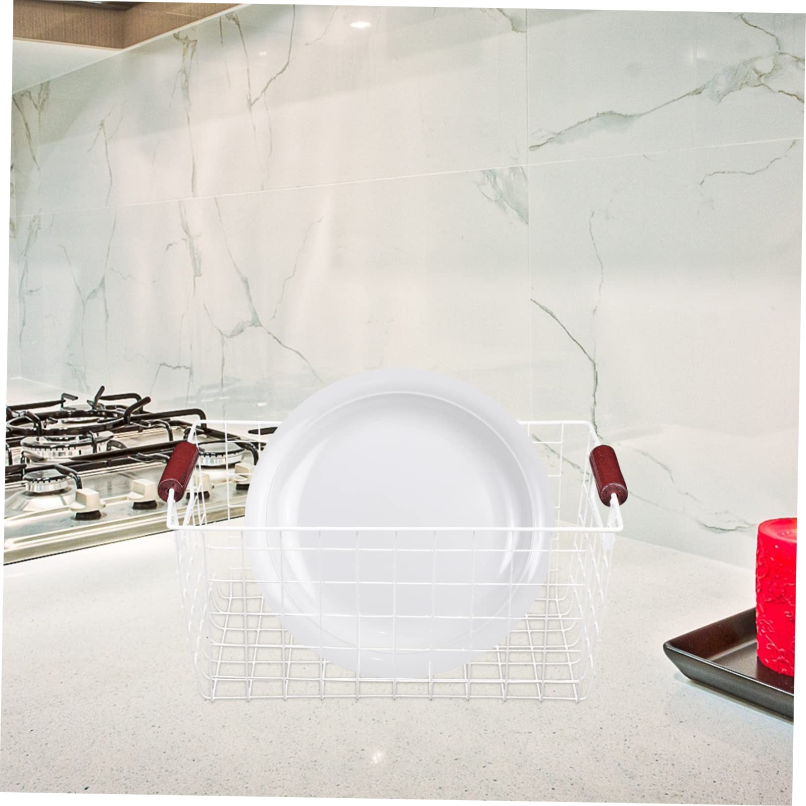 Wakauto Decorative Wire Basket Kitchen Seasonings Storage Desktop Organizing Basket