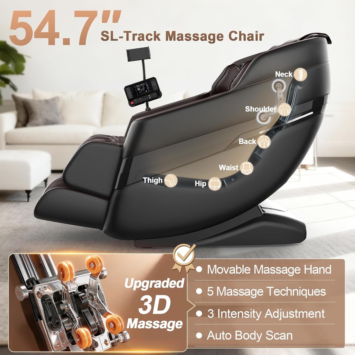 2026 Massage Chair Full Body, 3D SL-Track Zero Gravity Shiatsu Massage Chair Recliner with AI Control, Body Scan, Airbags, Heating, Foot Roller, Auto Modes, Bluetooth Speaker