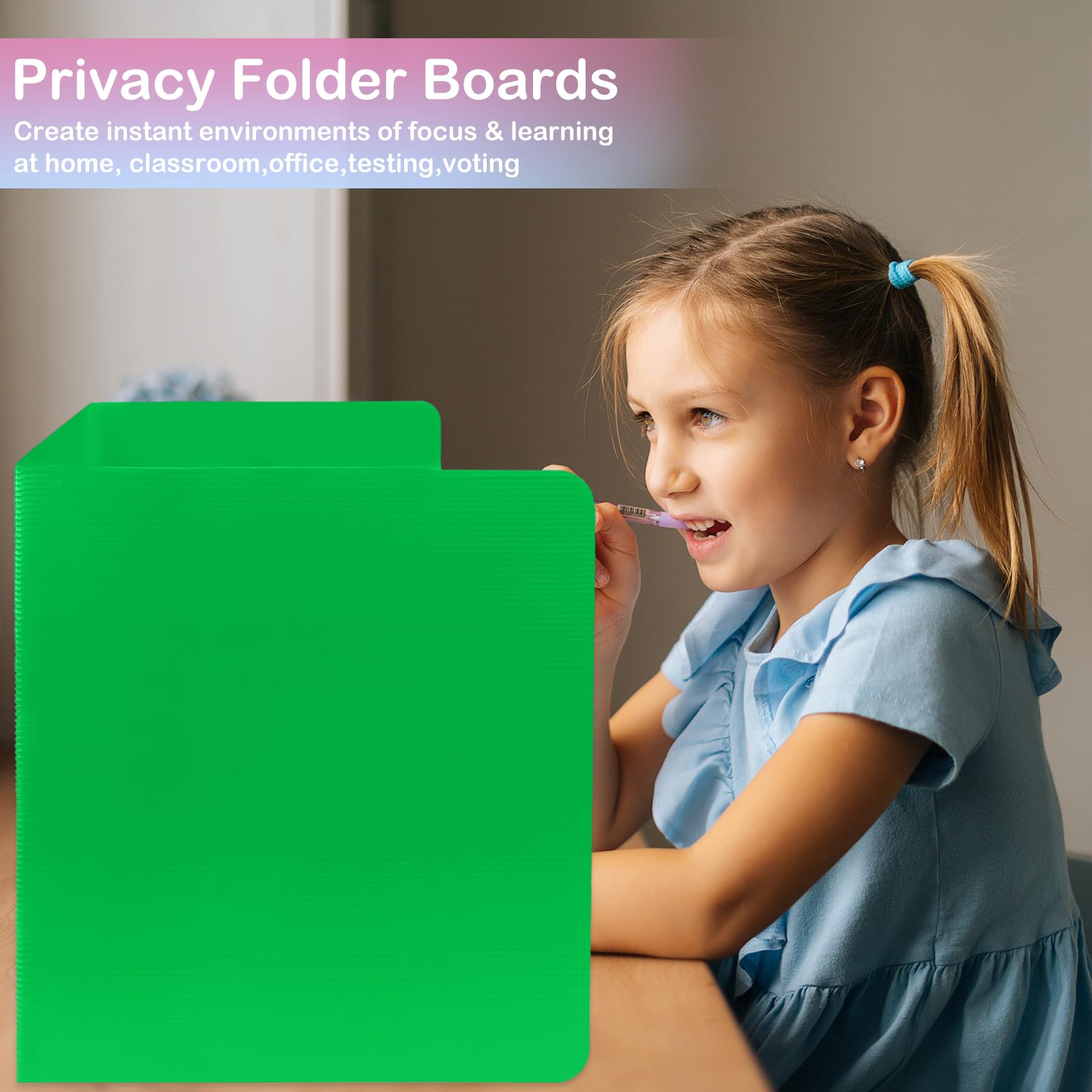 4-Pack Plastic Desk Dividers - Colored Privacy Folders For Classroom & Study
