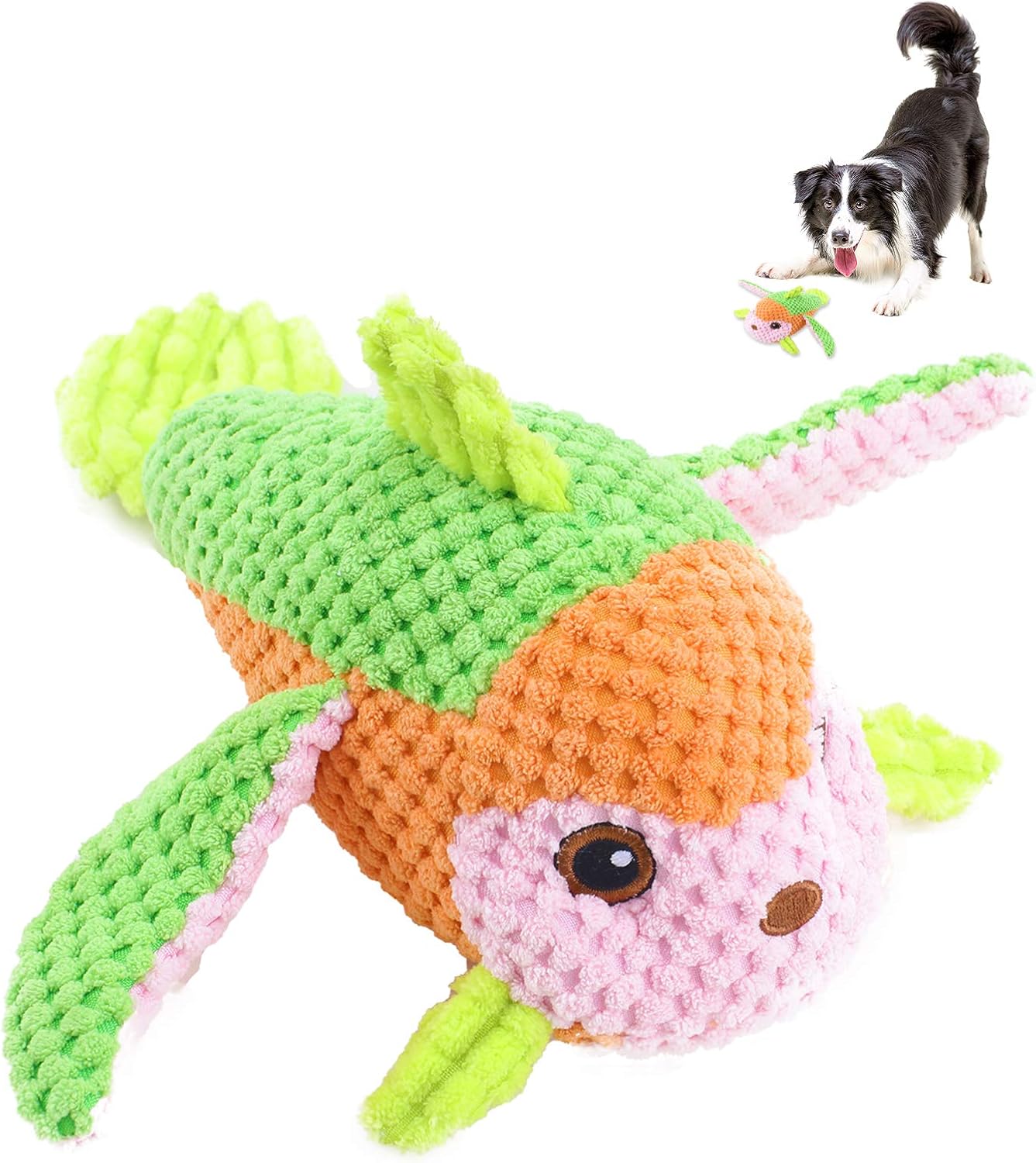 Cute Paws Cotton Plush Squeaky Dog Toys, Interactive Dog Chew Toys, Stuffed Puppy Chew Toys for Teeth Cleaning, Small,Middle,Large Dogs,Fish