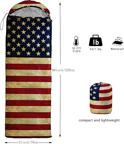 Miniatura 7 de BSNTHO Saco de dormir para camping, 3 estaciones, clima cálido y fresco, ligero, saco de dormir impermeable para adultos y niños, viajes y al aire