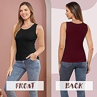 Vista 6 de 3 piezas de camisetas térmicas sin mangas para mujer, ropa interior de forro polar, suave, sin mangas, chaleco de capa base cálida