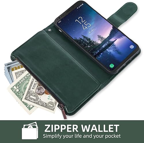 Miniatura 6 de Asuwish Funda de teléfono para Samsung Galaxy S8 Active Wallet Cover con protector de pantalla de vidrio templado y tarjetero con tapa de flores,