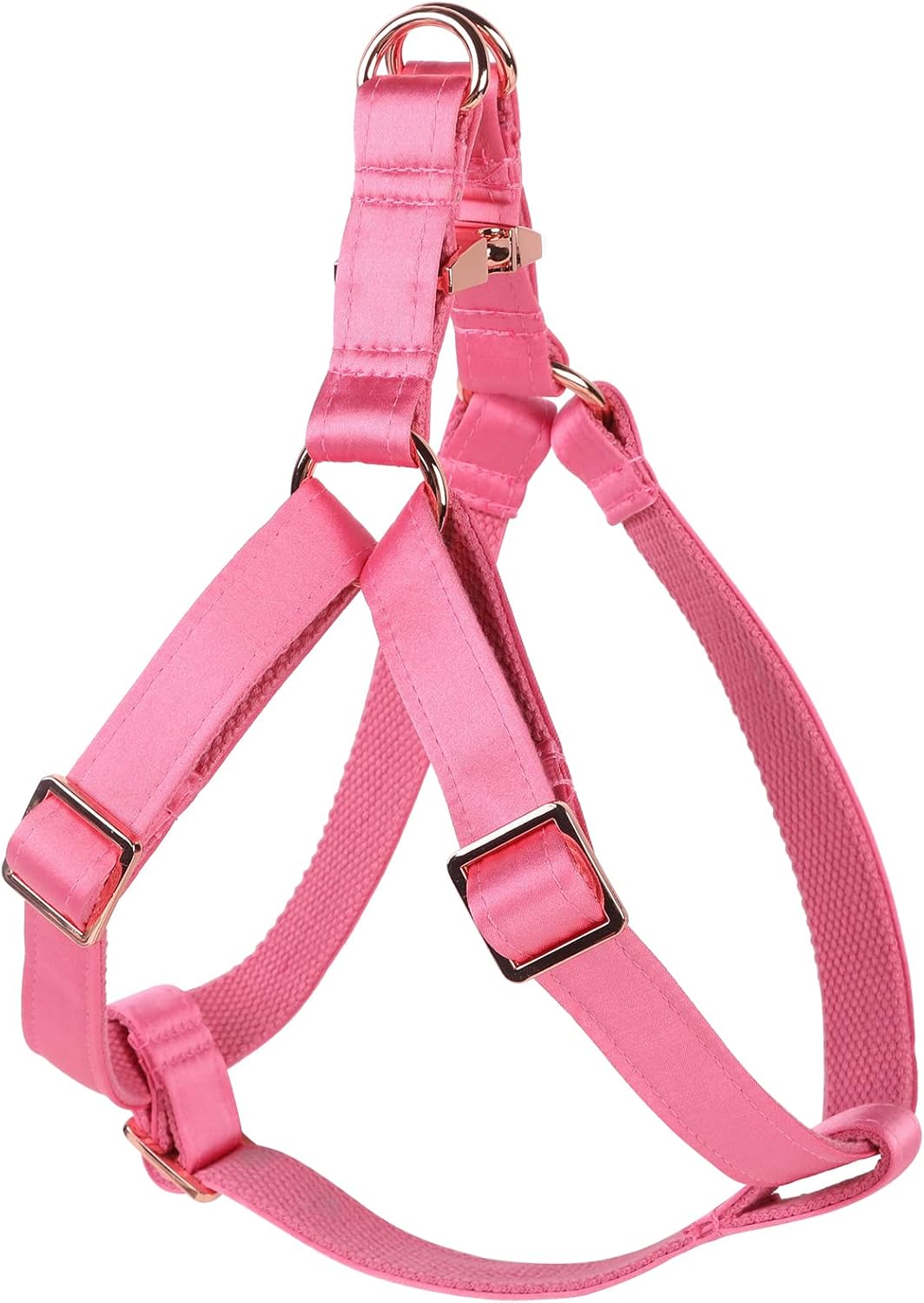 Lionet Paws Dog Harness, No-Pull Adjustable Silk Nylon Webbing Pet Harness with Metal Buckle for Medium Dogs Easy Walking, Peach, M