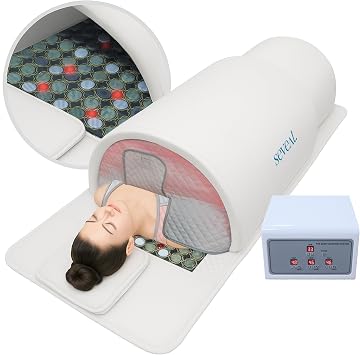 Portable Infrared Sauna Dome | 1300W Power | Near-Zero EMF | Full-Body Dry Sauna with Therapeutic Jade Stones | Home Wellness & Relaxation White