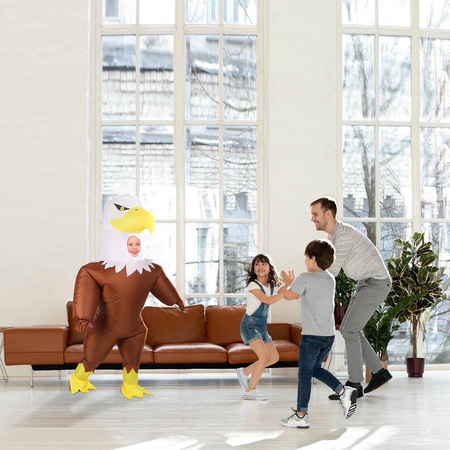 M MH ZONE Halloween Inflatable Costume for Kids Eagle Costume Blow-Up Party with Battery-Powered Fan, Full-Body Funny Cosplay Suit for Halloween, Christmas, Carnival