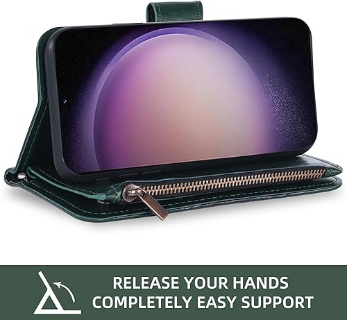 Miniatura 4 de Asuwish Funda para teléfono Samsung Galaxy S23 Plus S23+ 5G con protector de pantalla de vidrio templado y tarjetero abatible para tarjeta de