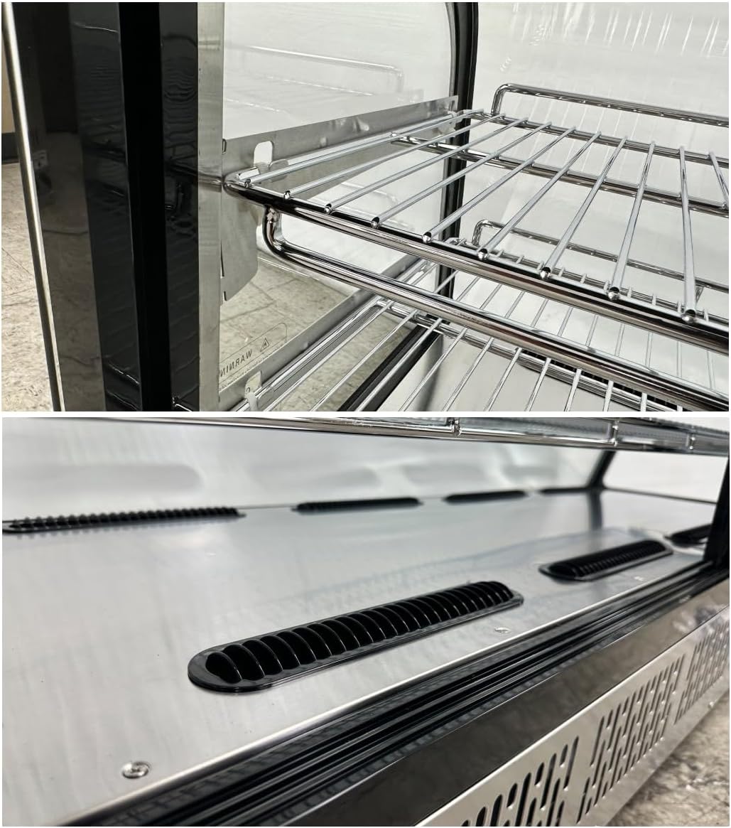 Bakery Display Cooler Refrigerated Case Countertop Desktop Slope Round-Corner 60 ins Commercial Restaurant Pastry Deli Stainless Steel Base Curved Glass NSF Food Cooler CW-250R