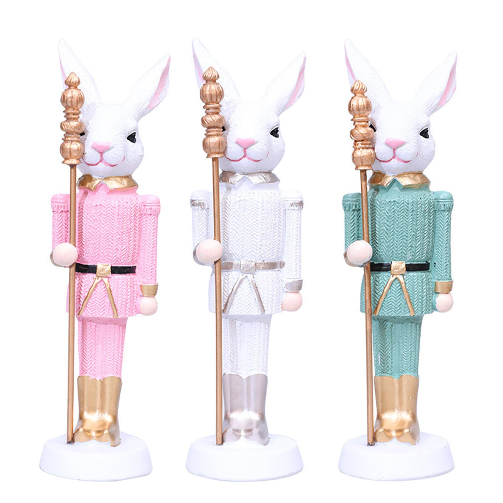 GALPADA 3 Pezzi Statuetta Decorativa di Coniglietto Pasquale in Resina, 7 | Scettro, Stile Carino, per Tavolo Nuziale o Ufficio, Decorazione Primaverile, Facile da Esporre