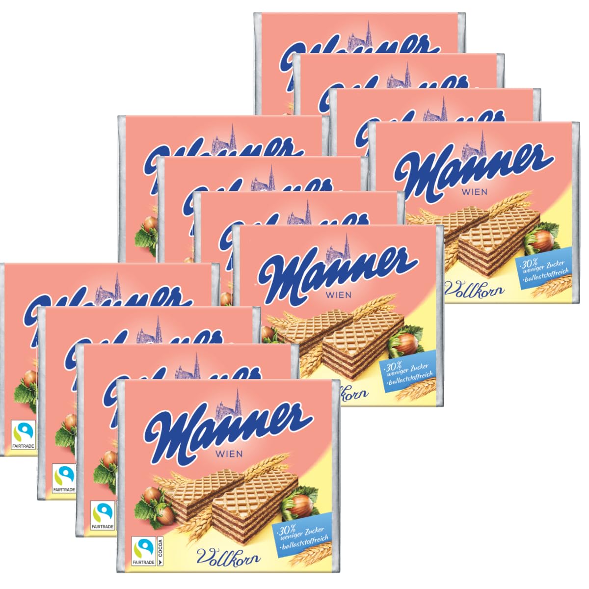 Manner Lot de 12 gaufres croustillantes avec crème de noix de cou 75 g