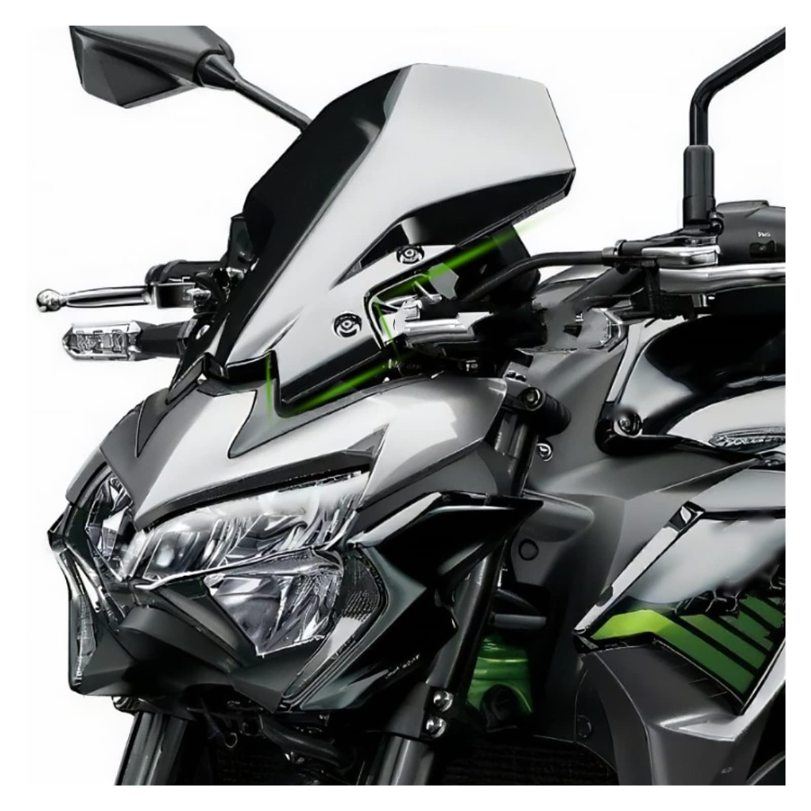 Parabrisas Moto para Kawasaki Z900 Z650 2020-2023, Deflector Deportivo, Visera Accesorio Motocicleta (Color: Negro)