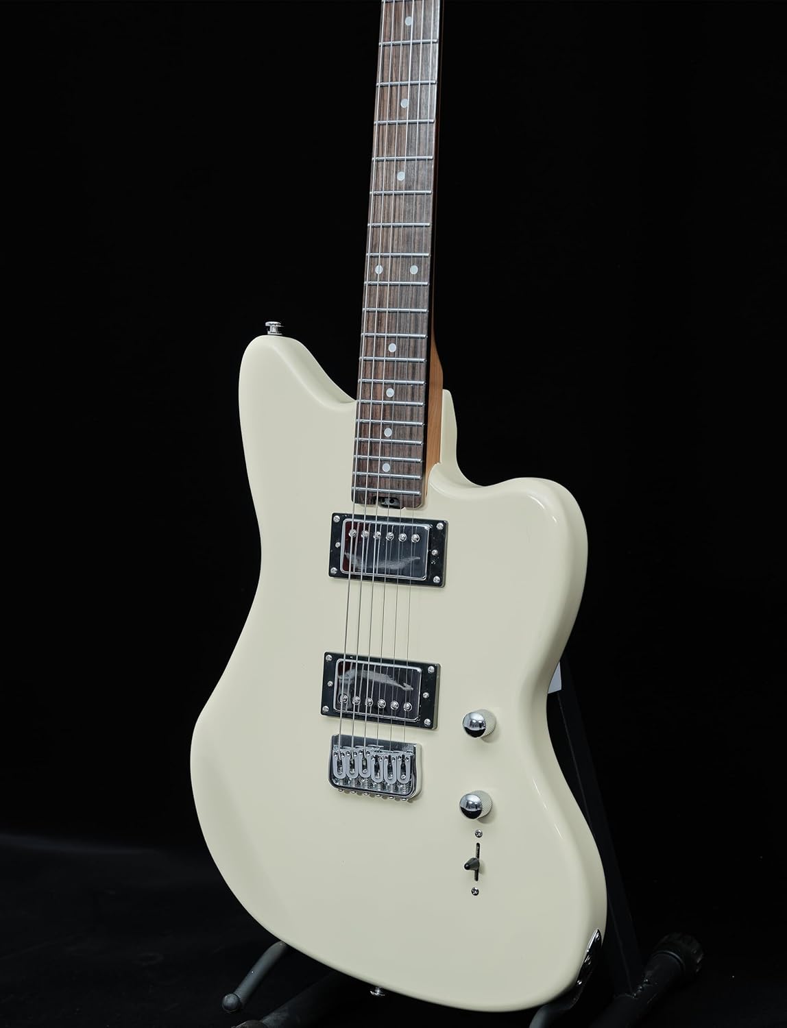 KGD Jazzmaster Mahogany Solid Body Electric Guitar,Roasted Maple Neck and Rosewood fingerboard,Bone Nut,6-String H-H Guitar,Professional/Full Size/Electric Guitars for Adults