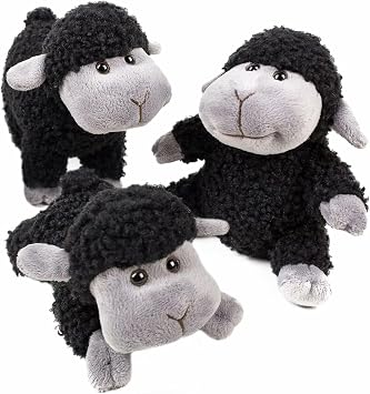 lilizzhoumax Cute Sheep Plush Toy 3Pcs, Lamb Stuffed Animal ToySitting, Standing, Kneeling, Black Sheep Toys Super Soft Child Home Decoration Toys Halloween for Kids