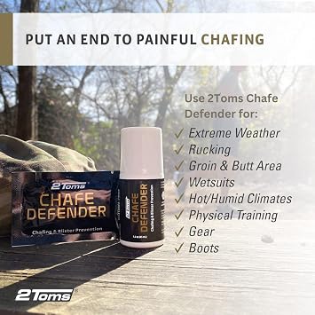 2Toms Chafe Defender, Military-Grade Anti-Chafe and Blister Prevention