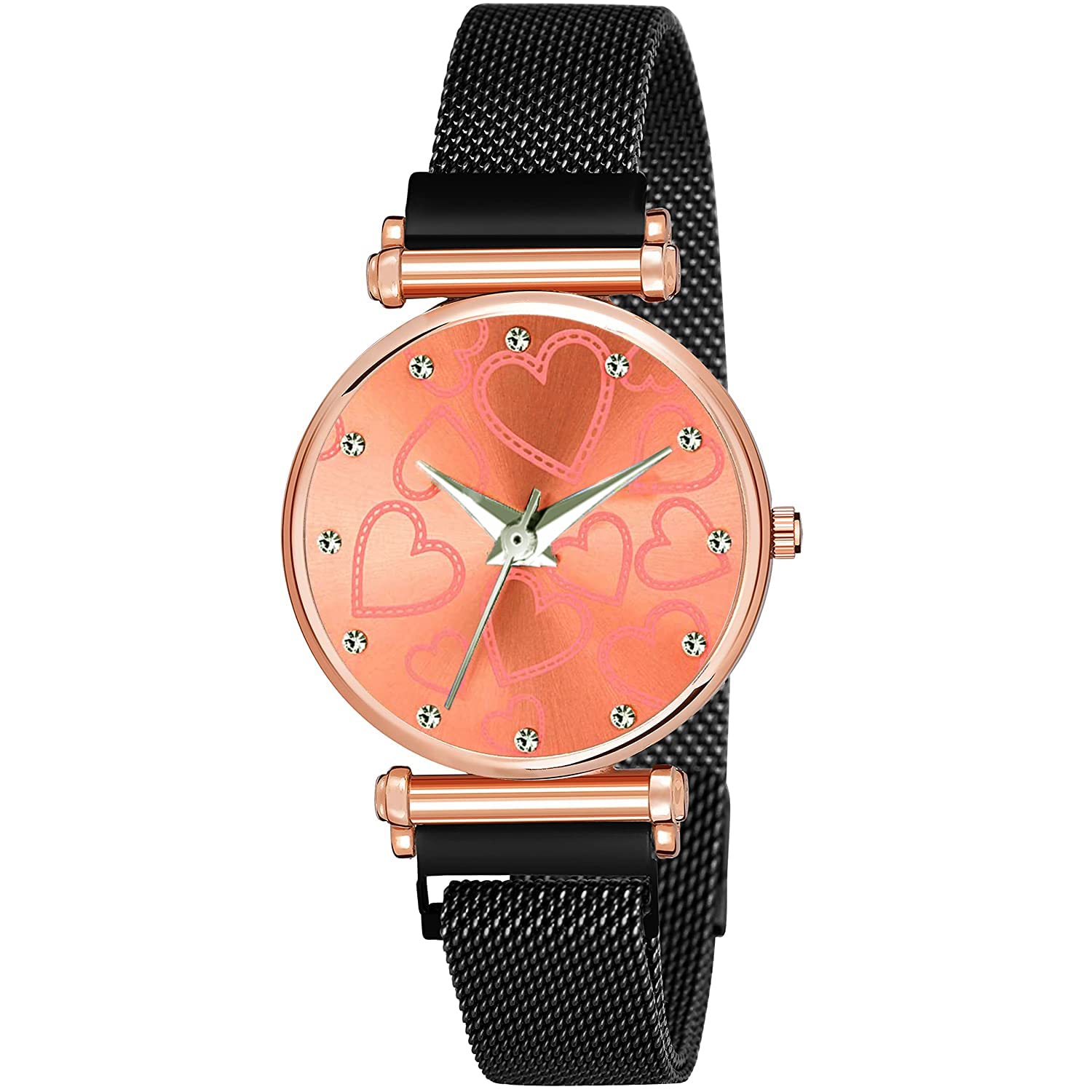 Talgo Alluring Analogue Orange Dial Black Magnet Strap Graceful Stylish Wrist Watch for Women, Pack of 1 - C34-12HEART-ORG-BKM (B0C1T71VPV) Amazon Price History, Amazon Price Tracker