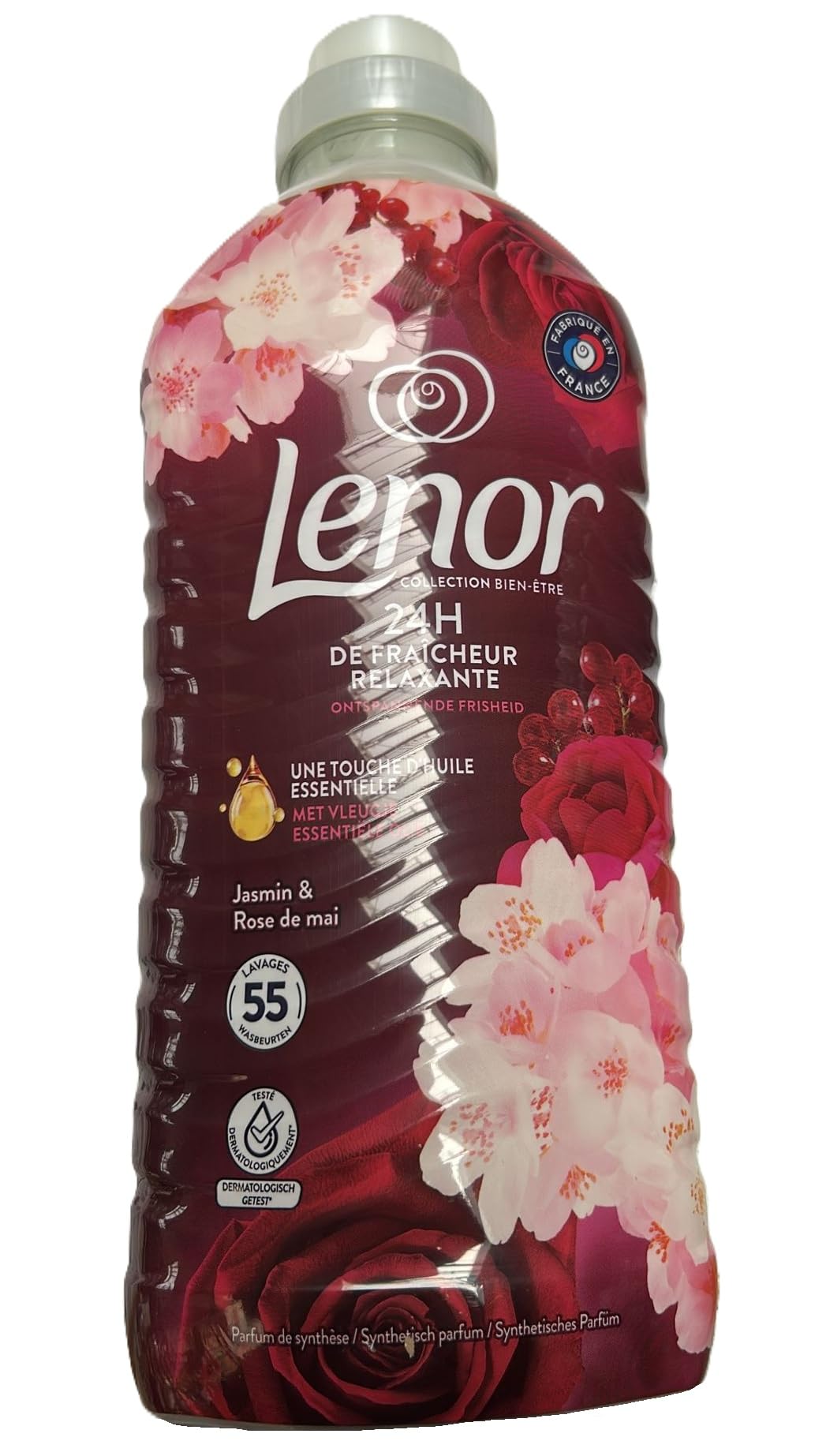 Lenor płyn do płukania 55 cykli prania, jaśminowy i Rose de Mai, 24 godziny relaksującej świeżości, z nutą olejków eterycznych