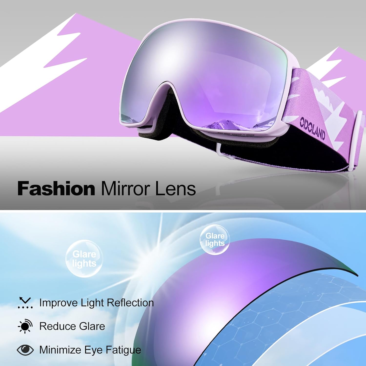 Odoland Kids Ski Goggles, Snowboard Goggles for Youth Skiing Age 8-16, Snow Goggles S2 Double Lens Anti-Fog UV400 Protection