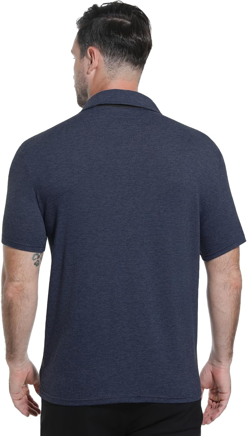 KUYIGO Men's Short Sleeve Polo Shirts Casual Tee Collared with Button Shirt - Image 2