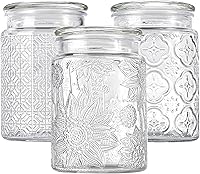 Vista 16 de Tarro de vidrio vintage de 32 onzas con tapa, recipientes de almacenamiento de vidrio, recipientes herméticos de almacenamiento de cocina