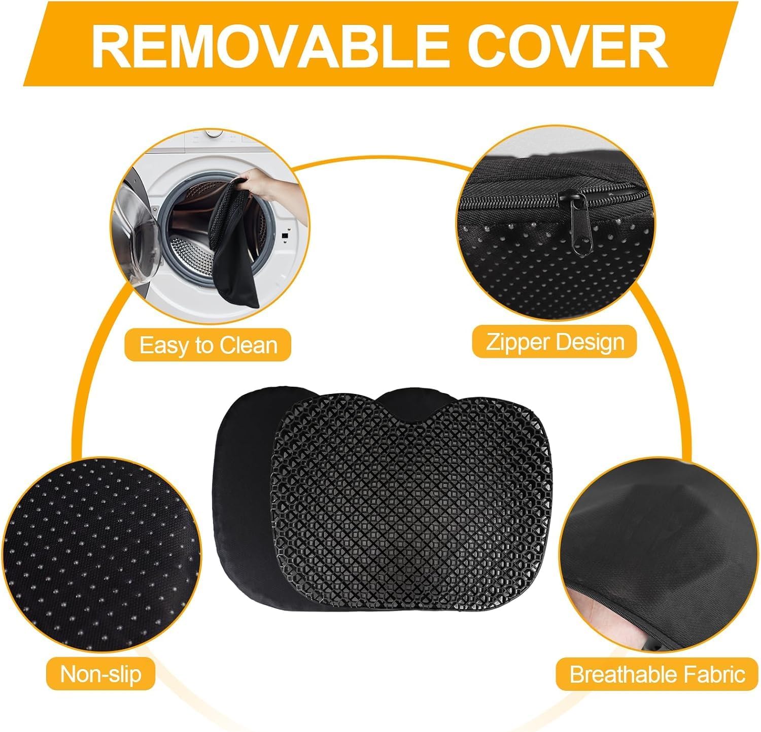 Anti Slip Kayak Seat Cushion,Thick Waterproof Seat Cushion Kayak Gel Seat Pad With Non-Slip Cover For Sit In Kayak Inflatable Kayak Canoe & Boat Kayak Accessories For Fishing Water Sports Outdoors