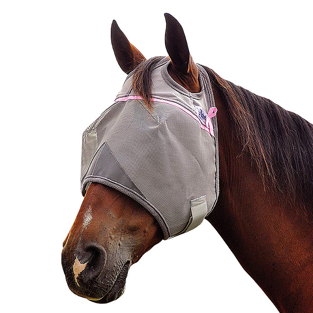 Masque anti-mouches pour le cancer du sein pour cheval protection rose