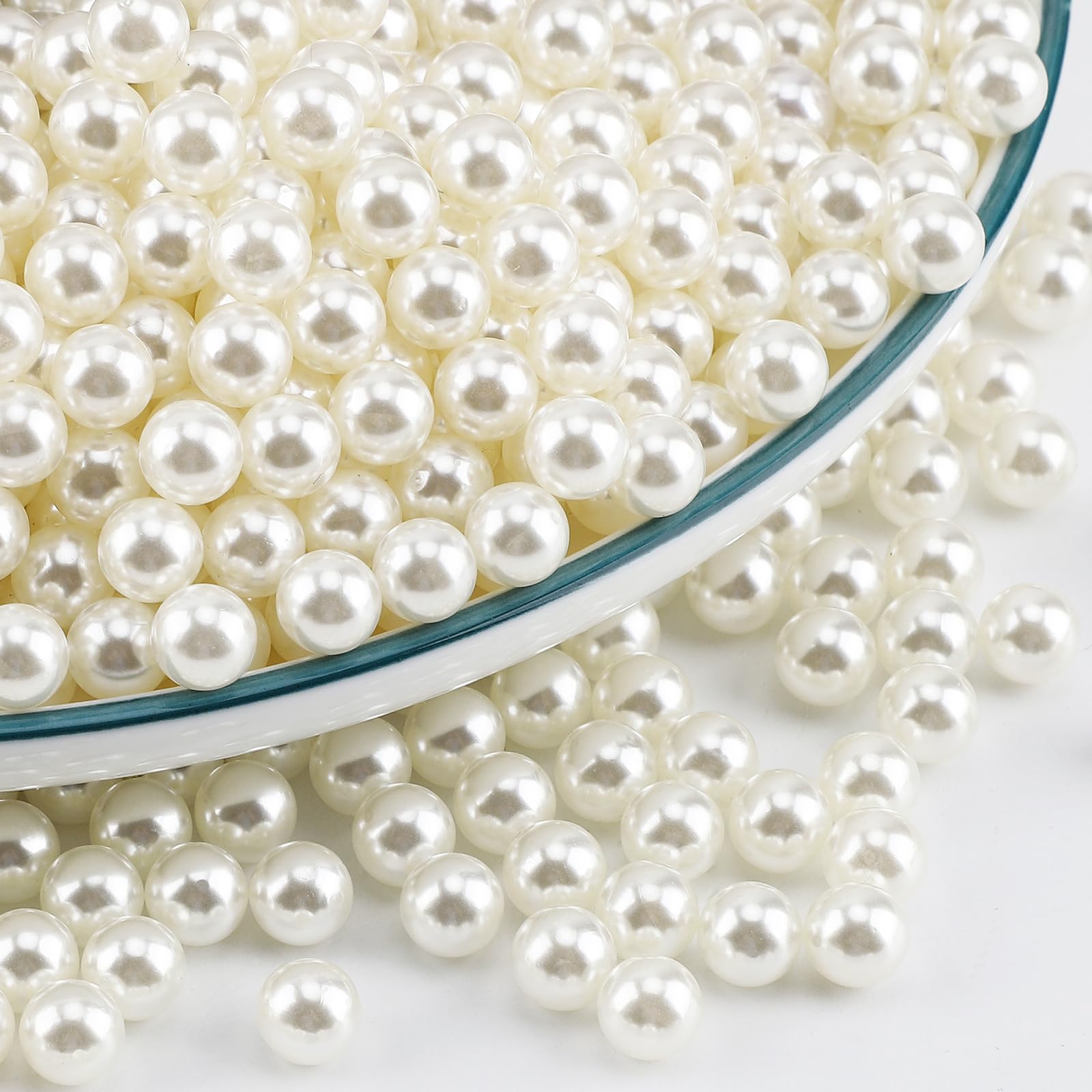 SUREAM 2600 PCS No Hole Vase Pearls, Ivory Polished Pearls for Decoration, Art Faux Pearls for Vase Fillers, 8mm Beads for Centerpieces Vases, Home, Wedding, Party, Christmas Decor