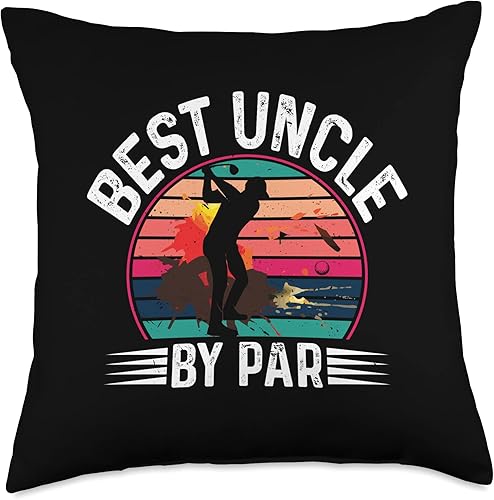 Best Uncle By Par Fathers Day Golf Tee Best Uncle by Par - Almohada para amantes del golf, 18 x 18 pulgadas, multicolor