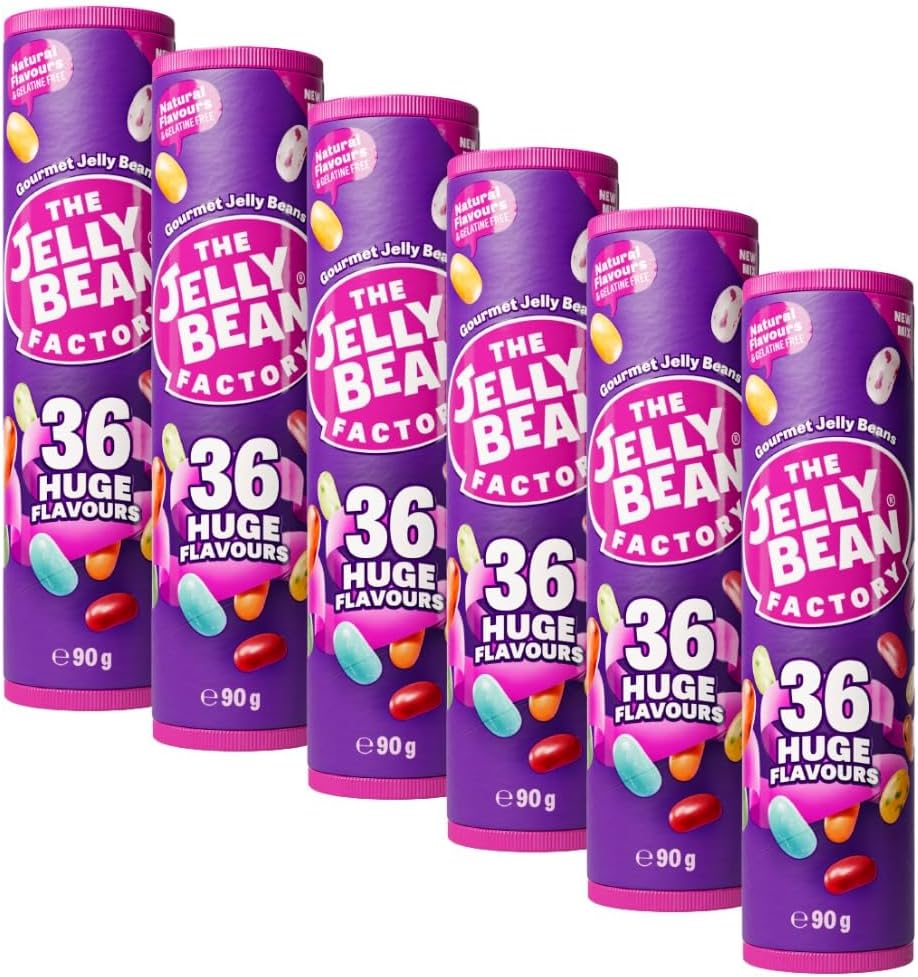 The Jelly Beans Factory 36 Huge Flavours of 90g | Jelly Beans | Neatherlands | Veg | Geletine Free | No Artificial Colour & Flavour | Pack of 6
