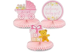 Sparkle and Bash Honeycomb Centerpieces, Perfect Baby Shower Decorations for Girls