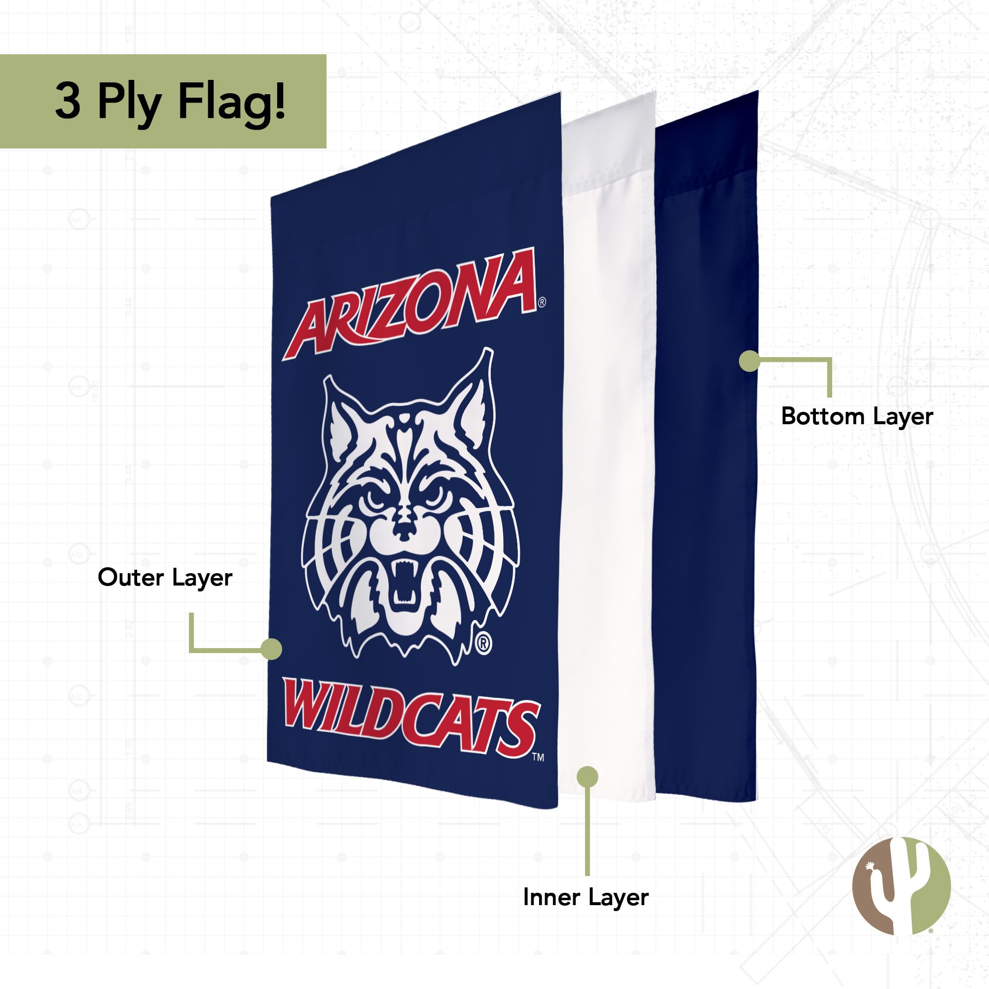 University Of Arizona Gartenflagge – UA Wildcats Design, 100% Polyester, Doppelseitig Bedruckt