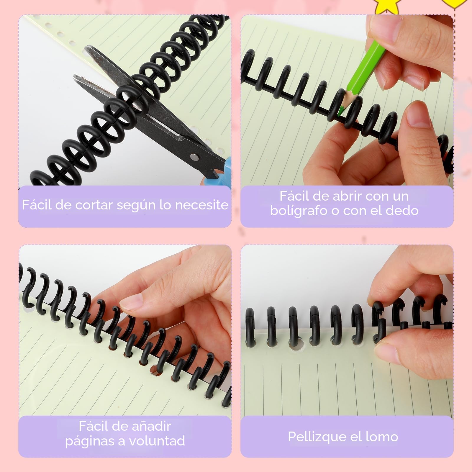 10 piezas de peines de encuadernación 30 anillos Espinas de encuadernación en espiral Máquina de encuadernación en espiral Encuadernadora de libros de plástico para maestros, estudiantes, documentos