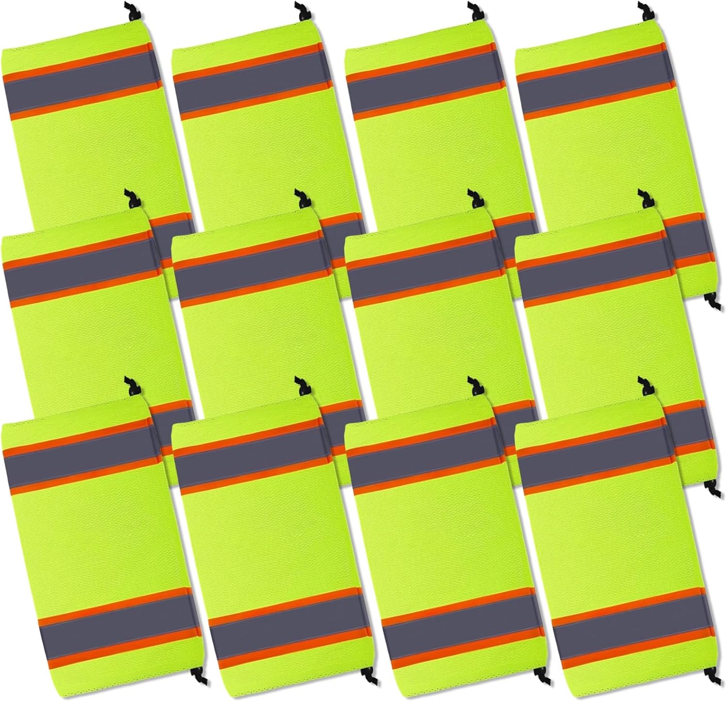 12 Pcs Reflective Two-Tone Mesh Leg Gaiters, Adjustable Fluorescent Yellow Polyester Leg Gaiters for Hiking, Camping, Cycling, High Visibility Reflective Safety Gear