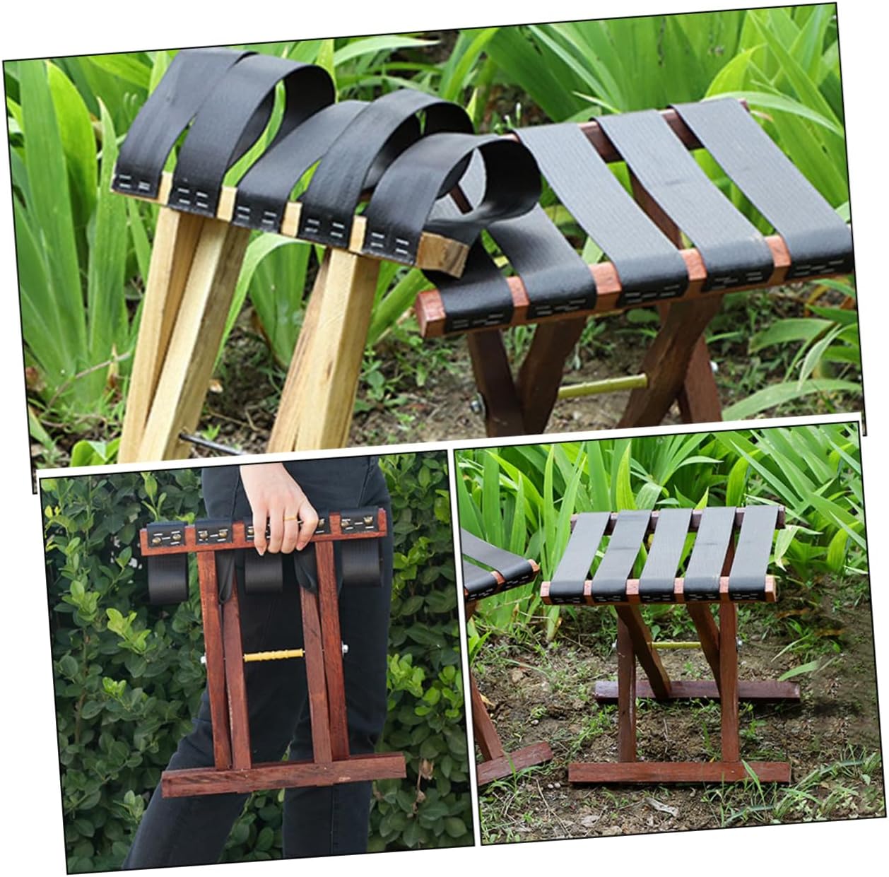 Folding Stool for Outdoor Garden BBQ Camping Portable Lightweight Compact Bench Cushion