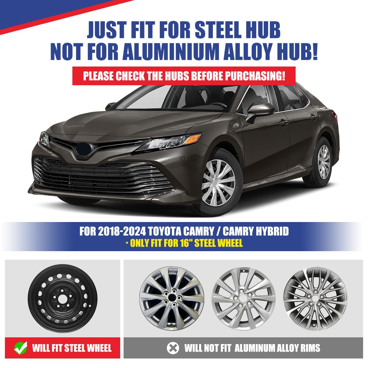 SET OF 4 16 Hub Caps Full Wheel Covers fit Camry R16 Tire Plastic Wheels NEW