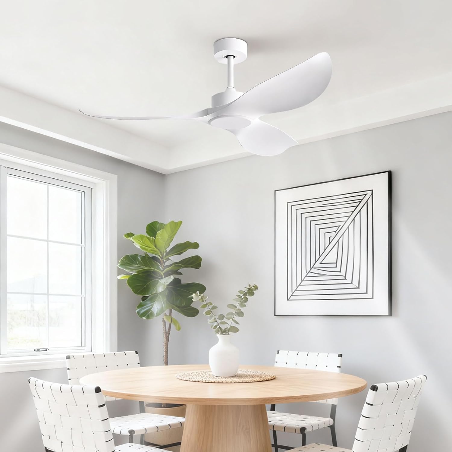 Flush Mount Ceiling Fan Without Light Remote Control 6-Speed Timer Ceiling Fan No Light Modern Ceiling Fans With Reversible DC Motor For Bedroom Living Room Restaurant Farmhouse Patio