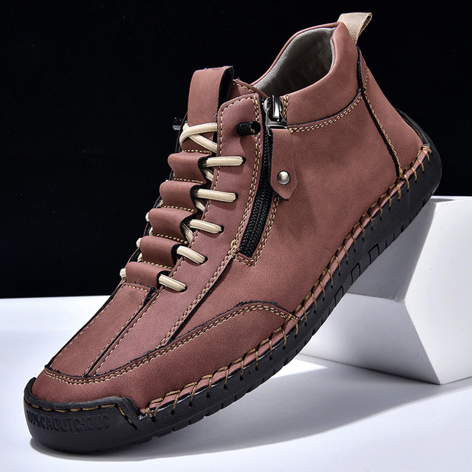 Scarpe da uomo in pelle, scarpe alte da uomo – scarpe in pelle morbide ed eleganti, comode sneakers alte per il tempo libero e all'aperto, sneakers alla moda urbana e minimalista
