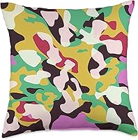 Vista 4 de Pure Pattern Paradise Colorful Abstract Camouflage Pattern #010 Throw Pillow, 16x16, Multicolor
