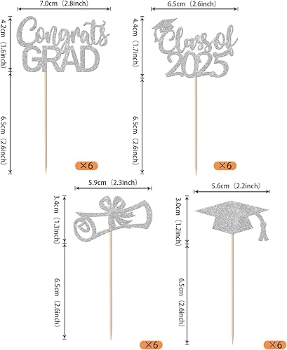 Miniatura 9 de Rsstarxi Paquete de 48 decoraciones para cupcakes de graduación 2023, congrats Grad 2023, decoraciones para tartas 2023, tapa de graduación,
